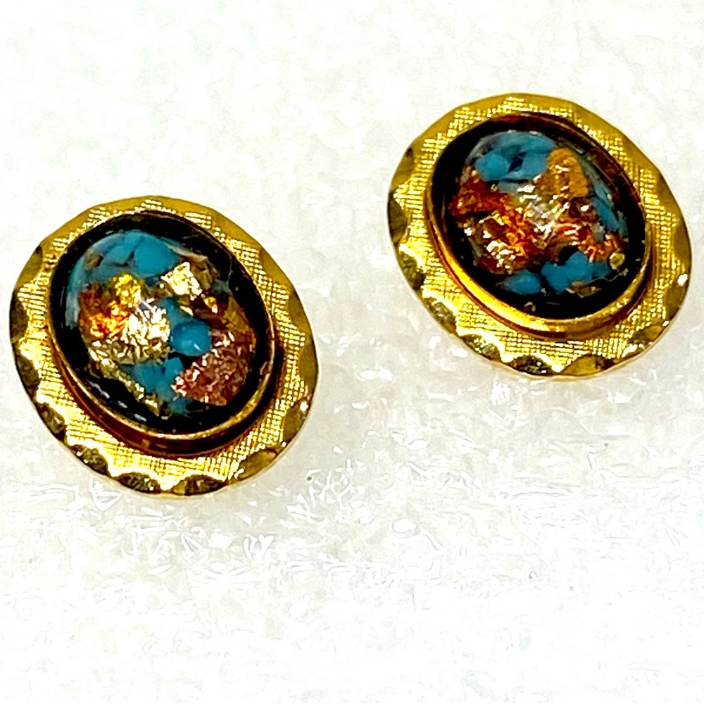 RAINBOWFLAKE 18K Gold Plated Earrings with Real Turquoise